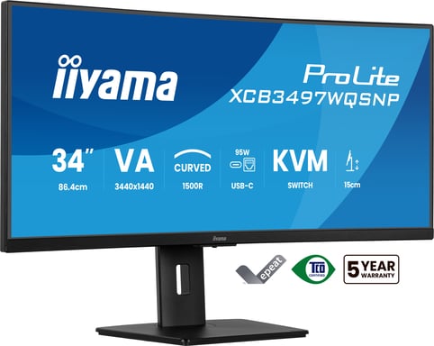 iiyama ProLite XCB3497WQSNP-B1 écran plat de PC 86,4 cm (34 ) 3440 x 1440 pixels UltraWide Quad HD LED Noir - Neuf