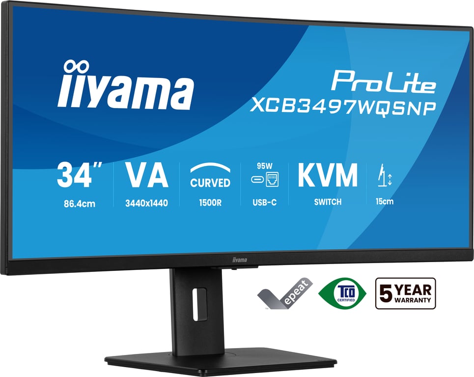 iiyama ProLite XCB3497WQSNP-B1 écran plat de PC 86,4 cm (34 ) 3440 x 1440 pixels UltraWide Quad HD LED Noir - Neuf