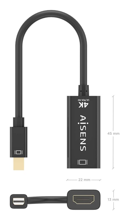 AISENS A125 0904 câble vidéo et adaptateur 0 15 Mini DisplayPort HDMI Type A Standard Neuf - vue 3