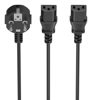 AISENS A132-0864 câble électrique Noir 3 m CEE7/7 Coupleur 2 x C13