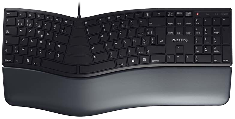 CHERRY KC 4500 ERGO clavier USB AZERTY Belge Noir