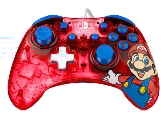 Rock Candy: Mario Punch Rojo, Translúcido USB Analógico/Digital Mando Nintendo Switch, Nintendo Switch Lite, Nintendo Switch OLED