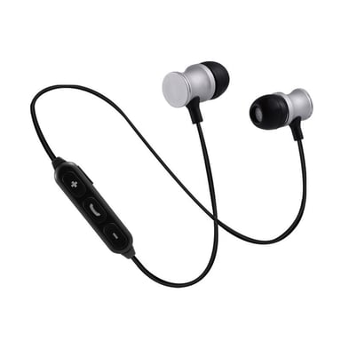 Ecouteurs Bluetooth Metal avec Telecommande pour Smartphone Sans Fil Bouton Son Kit Main Libre INTRA-AURICULAIRE Universel (ARGENT)