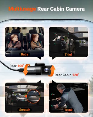 Vantrue N5S Dashcam 4-Canaux 360° WiFi, STARVIS 2, Vision Nocturne IR, 2.7K+1080P*2+1440P Caméras Avant/Arrière/Intérieure, Contrôle Vocal, GPS, Mode Stationnement 24H