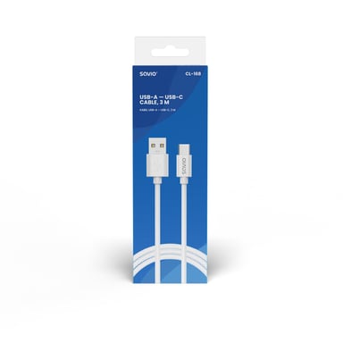 Savio USB cable 2 m USB 2.0 USB A - USB C White CL-168 cable USB 3 m Blanco