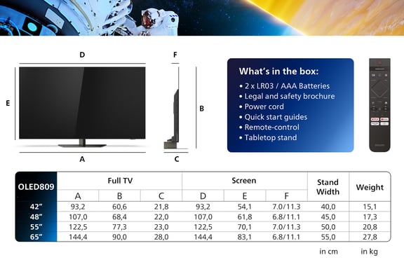 Philips 42OLED809/12 TV 106,7 cm (42'') 4K Ultra HD Smart TV Wifi Noir