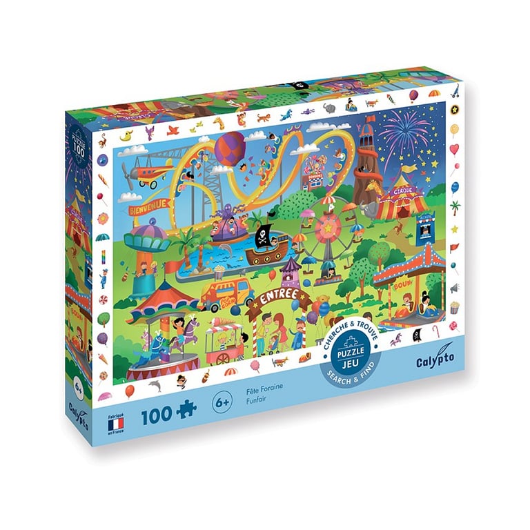 Puzzle 100 Pièces Fête Foraine - Cherche et Trouve Amusant pour Enfants - Neuf
