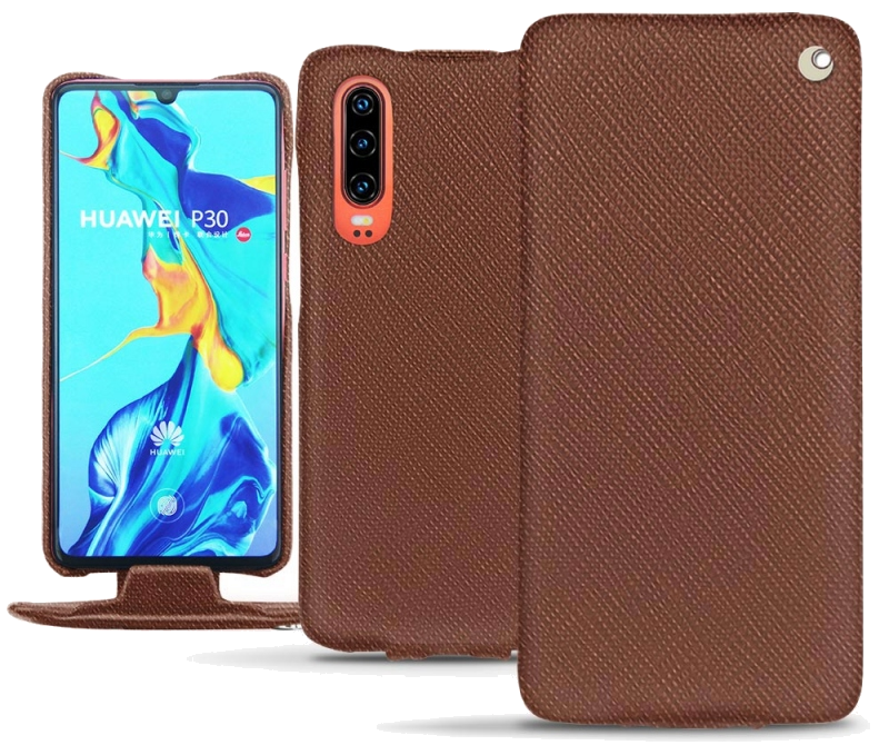Housse cuir Huawei P30 - Rabat verticalMarron