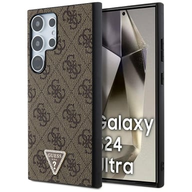 Custodia Guess 4G Triangle Strass per Samsung S24 Ultra, marrone