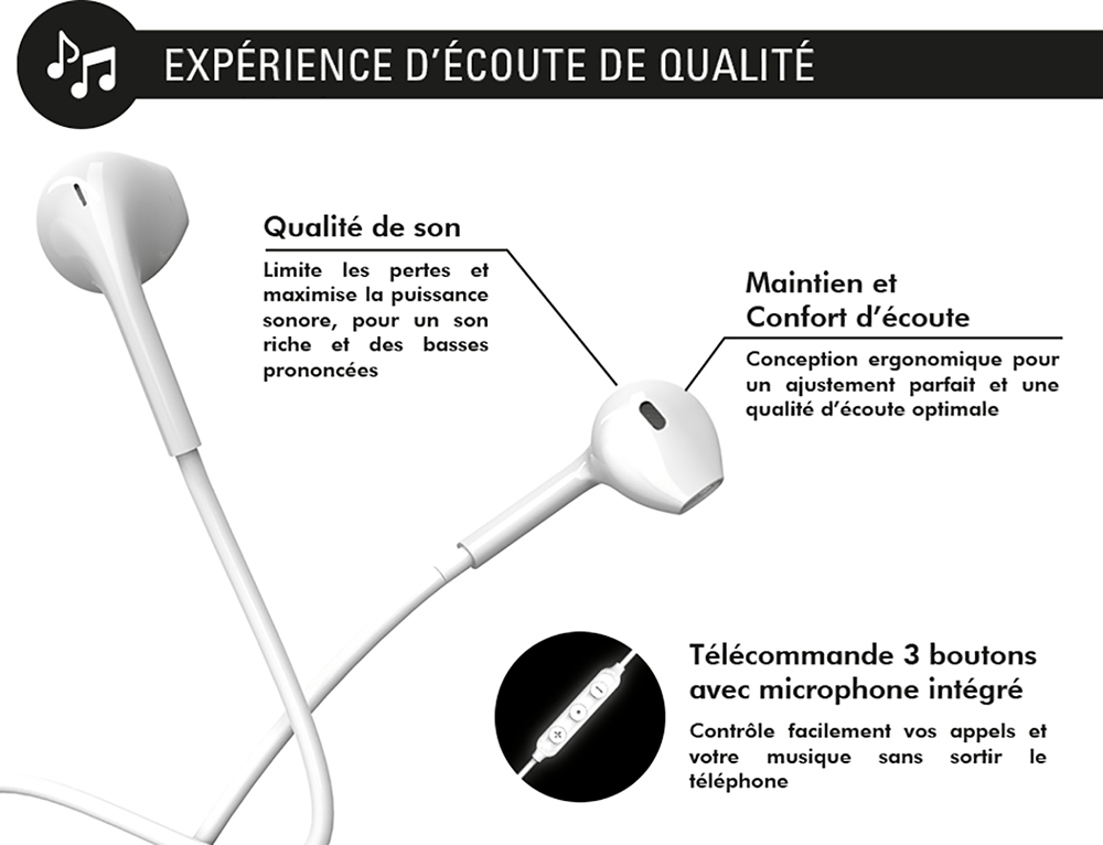 Ecouteurs avec fil Force Play KP Bouton Jack 3.5mm - vue 6