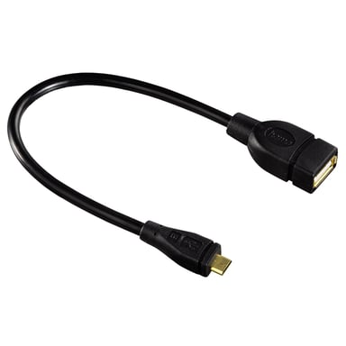 Câble d'adaptation USB 2.0 OTG, micro mâle - femelle A, noir, 0, 15 m