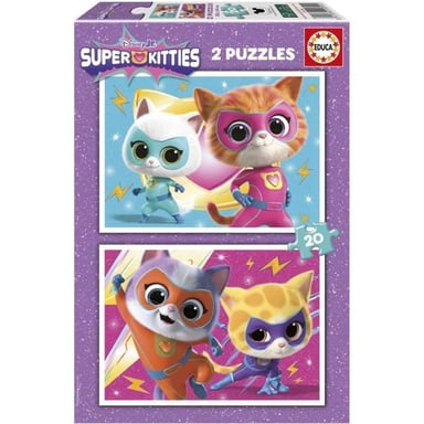 Puzzle - EDUCA - SuperKitties - 2 x 20 pezzi - Multicolore - Per bambini - da 3 anni