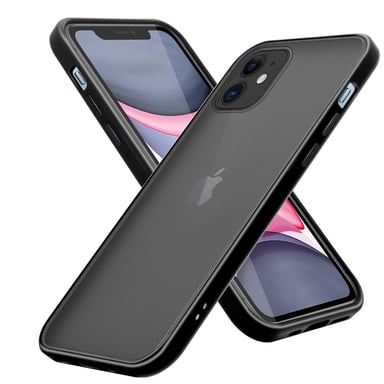 Coque pour Apple iPhone 11 en MAT NOIR Housse de protection Étui hybride avec intérieur en silicone TPU et dos en plastique mat