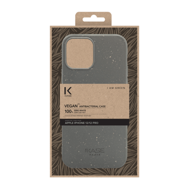 Carcasa antibacteriana vegana orgánica 100% cero residuos para Apple iPhone 12/12 Pro, gris lava