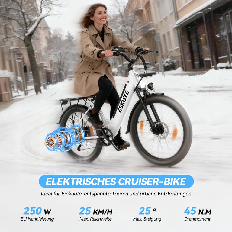 Vélo électrique urbain ESKUTE C100 Plus 26 pouces moteur batterie 36 V 13 Ah Neuf - vue 5