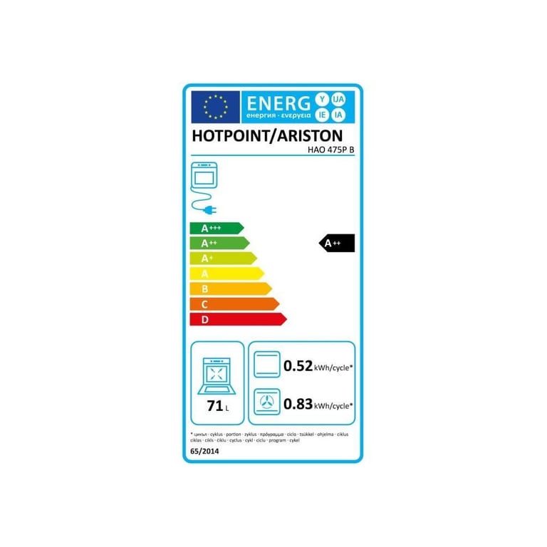 Four Électrique Hotpoint HAO475PB – 71 L, 3300 W, Pyrolyse, A++ - vue 4