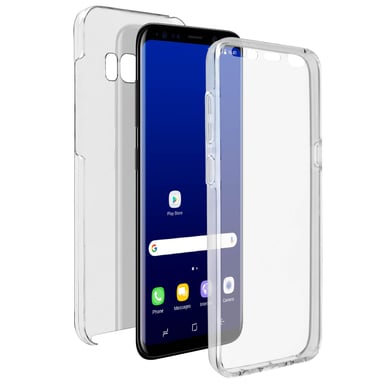 Funda para Samsung Galaxy S8 Plus Protección Frontal Silicona + Funda Cristal Trasera Dura Transparente