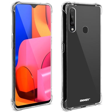 Moozy Coque en silicone résistante aux chocs pour Samsung A20s – Coque de téléphone transparente en TPU souple