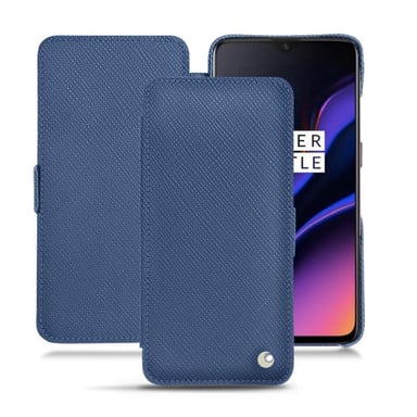 Funda de piel OnePlus 6T - Solapa horizontal - Azul - Piel saffiano