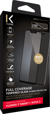 Protezione dello schermo in vetro temperato (100% di copertura della superficie) per Huawei P Smart+/ Nova 3, nero