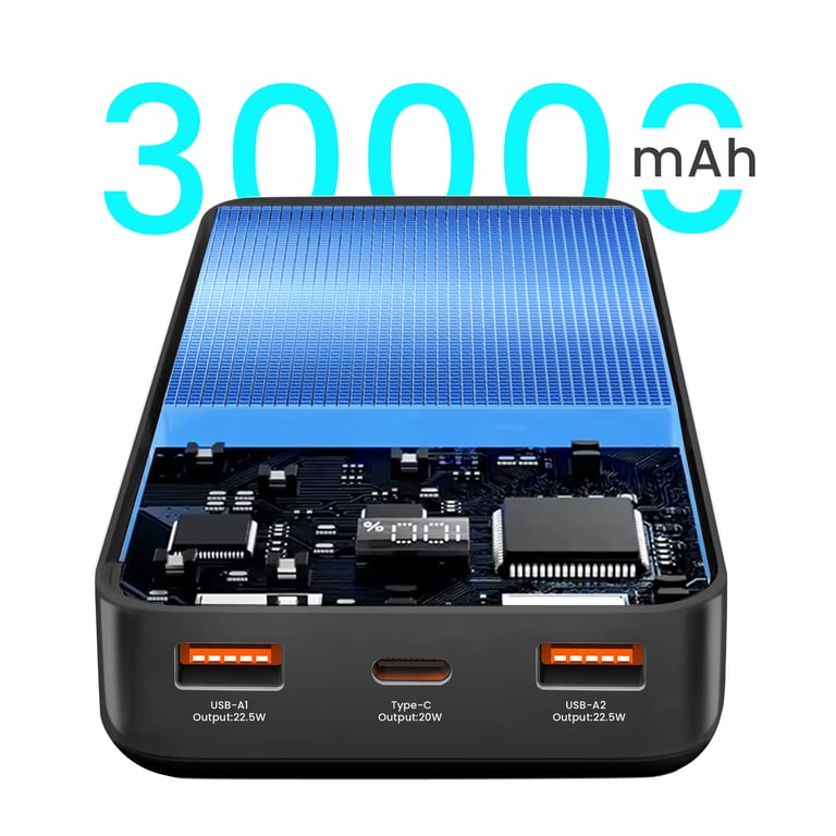 Batterie Externe 30000mAh USB C et 2x USB Écran LCD Neuf - vue 3