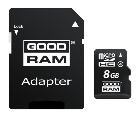 Tarjeta de memoria Goodram MicroSD 8GB clase 4 con adaptador negro