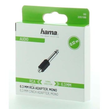 Adaptador de audio, clavija RCA hembra - clavija mono de 6,3 mm macho