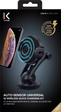 Kit di ricarica rapida wireless universale Qi con rilevamento automatico, nero