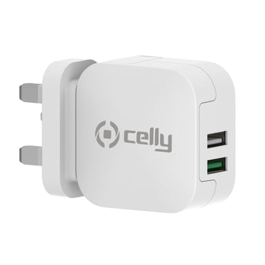 Celly TC2USBTURBOUK cargador de dispositivos móviles Cámara Digital, Mandos de juego, Auriculares, Teléfono móvil, Cargador eléctrico, Smartphone, Smartwatch, Tableta, Reloj, Portátiles Blanco Sector Carga rápida