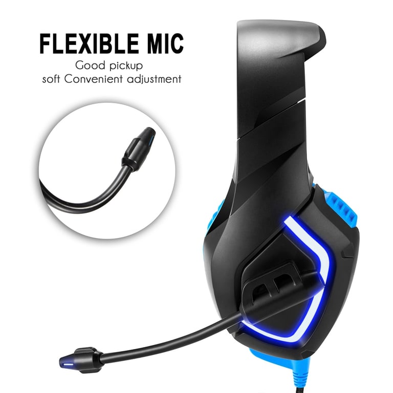 Casque Gamer PC Stéréo USB Plug 3.5 mm Microphone Smartphone Tablette  Ordinateur Portable Bleu