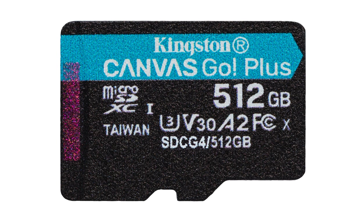 Kingston Technology Carte microSDXC Canvas Go Plus Gen4 200R A2 U3 de 512 Go, pack unique sans ADP - Neuf