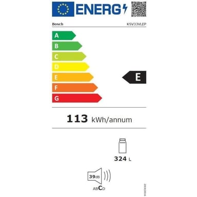 Bosch Réfrigérateur pose-libre - KSV33LEP SER4 - 1 porte - 324 L - H176xL60xP65 cm - Inox Gris - vue 7