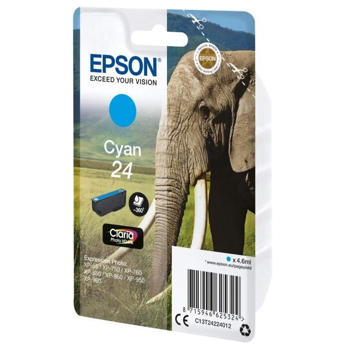 EPSON Cartouche dencre T2422 Cyan Eléphant C13T24224012 - vue 9