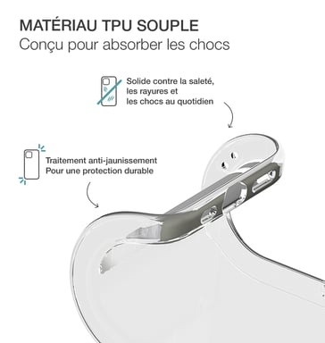 Pack 2 en 1 Coque iPhone 17 Pro Max Souple Transparente + Protège écran 2.5D + SmartFrame™ - Certifié GRS Bigben