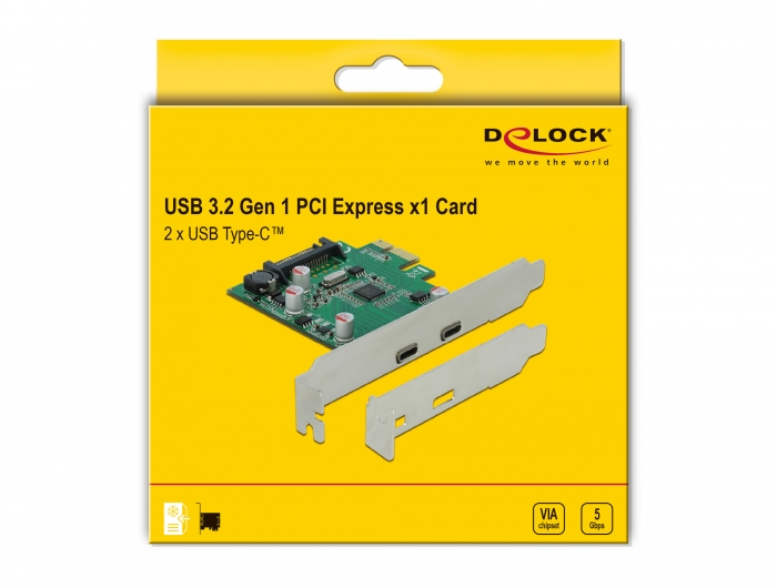 DeLOCK Carte PCI Express x1 vers 2 x externe USB 5 Gbps USB Type C femelle Neuf - vue 2