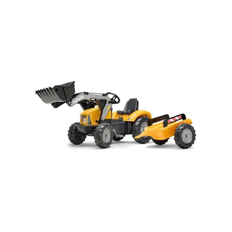 Tractopelle à pédales FALK SuperBuilder Capot ouvrant et remorque Jaune - Neuf