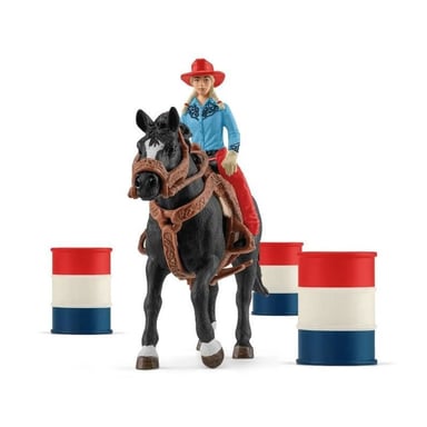 SCHLEICH - Vaquera y Barriles de Carreras - 42576 - Gama Farm World