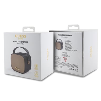Guess 5.3 Altavoz Bluetooth compacto de 5W con correa de piel y diseño 4G Negro
