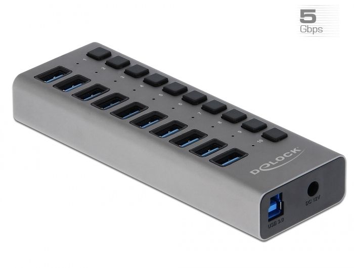 DeLOCK Externe 5 Gbps USB Hub avec 10 ports et interrupteurs Neuf