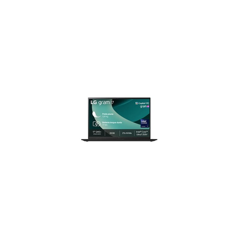 LG Gram 17 (17') Copilot+ Core Ultra 7 32 Go RAM 2 To SSD Noir Obsidien (17Z90TL-G.AU8BF) - Neuf