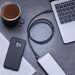 Cavo di ricarica rapida USB 3.1 Gen 2 da USB-C a USB-A con intreccio metallico per ricarica/sincronizzazione (1M), nero