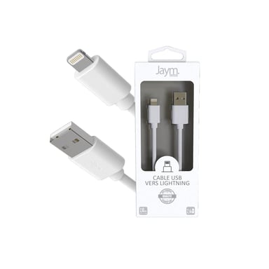 Câble USB vers Lightning 2.4A - 1,5 mètres - Collection POP - Blanc