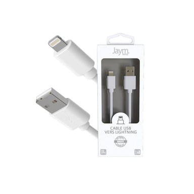 Câble iPhone / Galaxy / Google - USB vers Lightning 2.4A - 1,5 mètres - Collection POP - Blanc