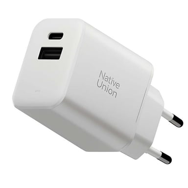 Chargeur Mural Double Port USB-C / USB-A GaN Power Delivery 45W Blanc