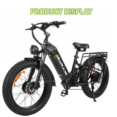 VéLo Électrique BAOLUJIE DP-2402 | Moteur 1000W*2 | Batterie 48V20Ah | Pneus 24 Pouces | Vitesse Max 55 km/h | Autonomie 60 km | Noir