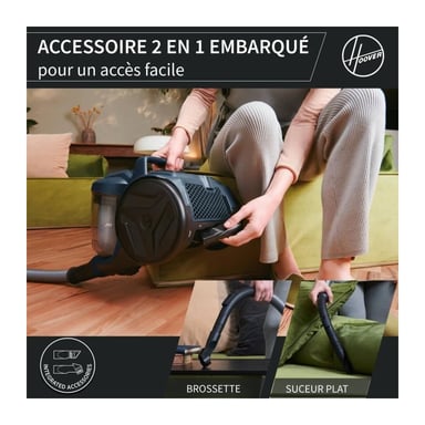 Aspirateur traineau sans sac - HOOVER - HP110HM - 700 W - 78 dBA - 2 L - Bleu