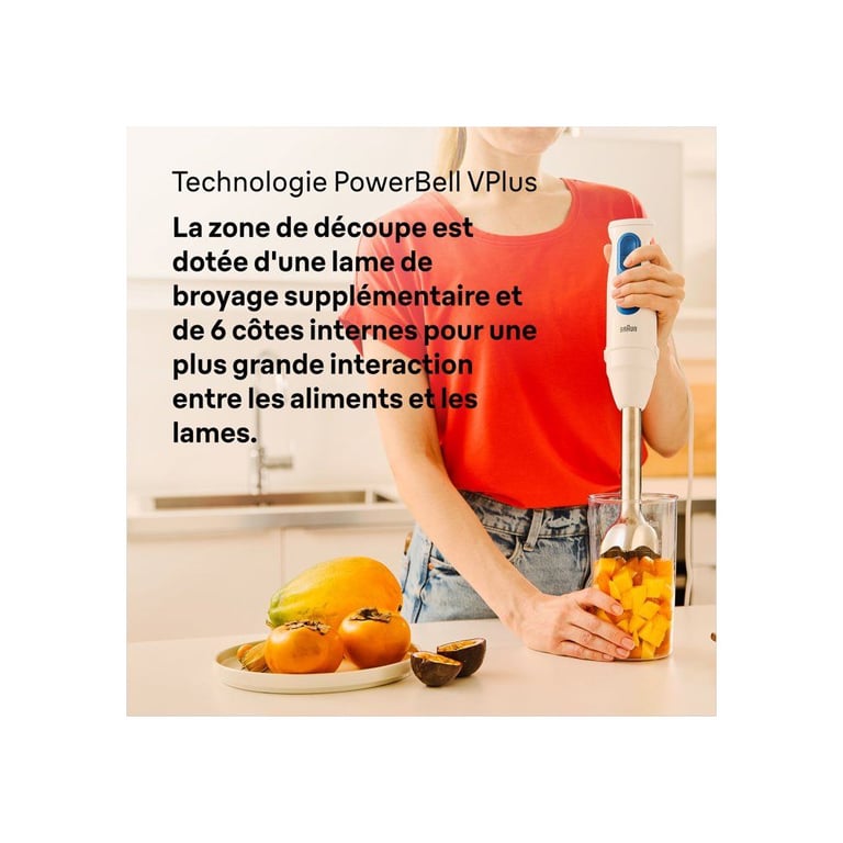 Mixeur Plongeant Braun MQ10.202M – 450W, 1 Vitesse, 0,6L, Acier Inoxydable - vue 7
