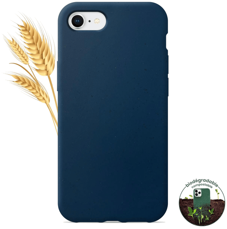 Coque silicone unie compatible Biodégradable Bleu Apple iPhone 8