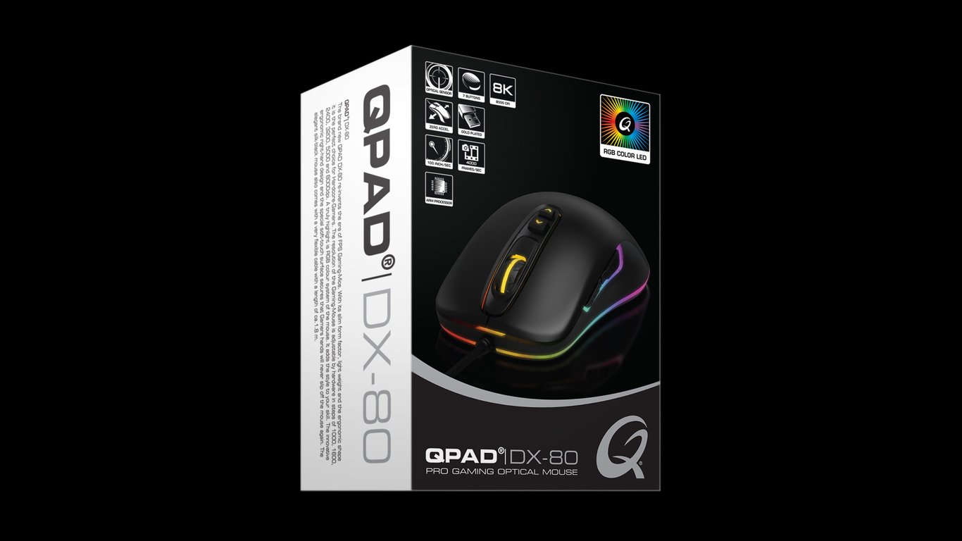 QPAD DX 80 Jouer Ambidextre USB Type A Opto mécanique 8000 DPI Neuf - vue 4