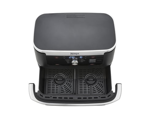 Ninja AF500EU Freidora Doble 10.4 L Autónomo 2470 W Freidora de Aire Caliente Negro, Acero Inoxidable